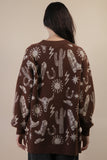 Oversized Western Graphic Knit Sweater Cardigan