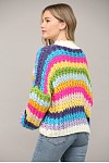 CHUNKY CROCHET KNIT CARDIGAN