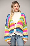 CHUNKY CROCHET KNIT CARDIGAN