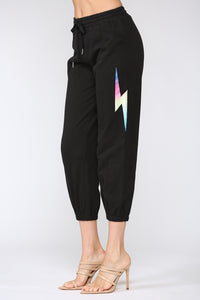 Jogger Pants with Colorful Lightning Bolt