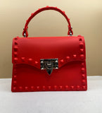 Red Monotone Studded Clutch